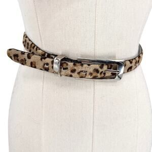 Vintage Y2K Leopard Print Calf Hair Silver Buckle Belt